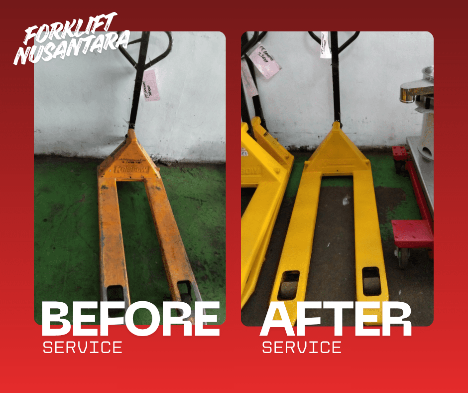 service hand pallet cikarang terdekat dengan gratis cat ulang unit full dan dikerjakan oleh teknisi berpengalaman hanya di forklift nusantara