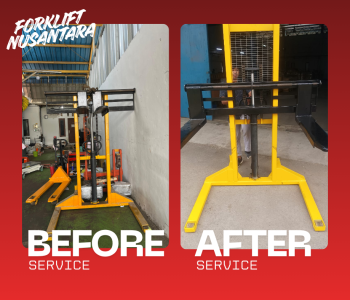 service hand lift Jakarta straddle manual siap untuk dikirim ke customer (gratis) oleh Forklift Nusantara