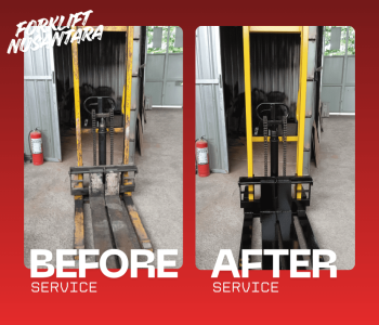 Perbandingan before-after service hand stacker Surabaya terdekat dari kondisi rusak hingga siap digunakan