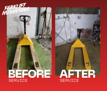 Ini adalah hasil pengerjaan service hand pallet Surabaya di Forklift Nusantara. Gratis antar-ambil unit.